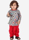 Gray Colour KID1 Ekkat Boys Print Kurta Dhoti Festive Wear Kids Latest Collection K21DB154GY